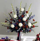 Red, White And Blue Urn Arrangement from Boulevard Florist Wholesale Market