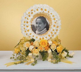 Daisy Wreath Photo Memorial from Boulevard Florist Wholesale Market
