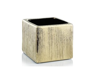 Ceramic - 6" Gold Scratched Cube from Boulevard Florist Wholesale Market