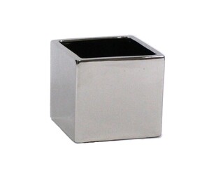 Ceramic - 6" Silver Cube from Boulevard Florist Wholesale Market