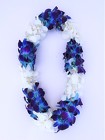 Lei - Dbl Alternating White/Bombay Dyed Blue from Boulevard Florist Wholesale Market