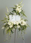 White Standing Spray With Bible from Boulevard Florist Wholesale Market