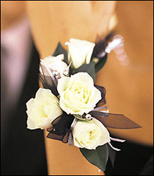5 White Mini Roses" Wristlet from Boulevard Florist Wholesale Market
