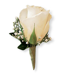 White Ice Rose Boutonniere from Boulevard Florist Wholesale Market
